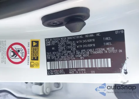 2019 Toyota Highlander Hybrid Xle z USA, uszkodzony, nr VIN 5TDJGRFH6KS071544